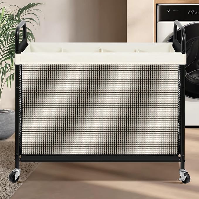 STO STO Laundry Hamper 4 Section, 140L Rolling Laundry Sorter Cart - Image 2