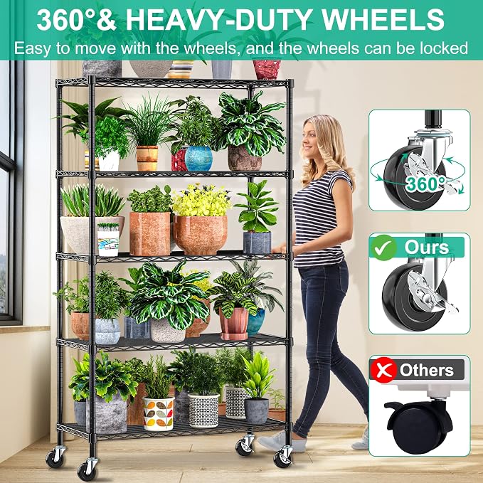 5 Tier Storage Shelves with Wheels - Image 4