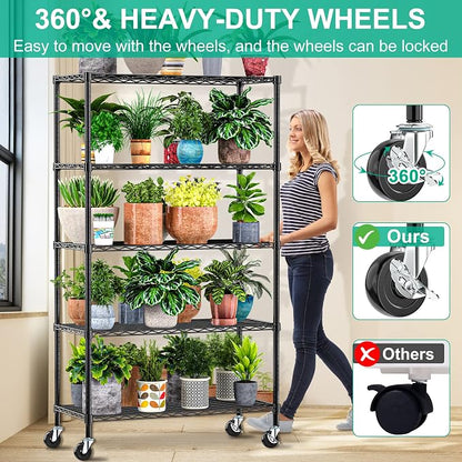 5 Tier Storage Shelves with Wheels - Image 4