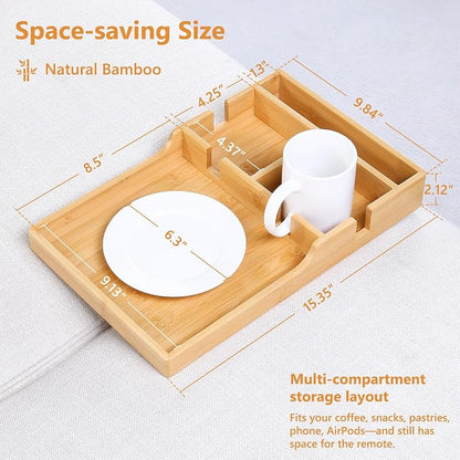 Couch Tray Insert for Middle Seat, Bamboo Couch Table - Image 2