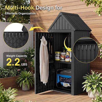 Bifanuo Deck Box Storage Shed Outdoor Storage Cabinet, Vertical Waterproof - Image 3