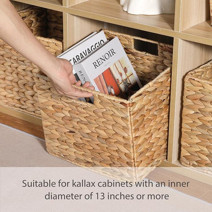 12x12x10 Water Hyacinth Storage Basket Large, Folding Cube Woven Wicker Storage - Image 4