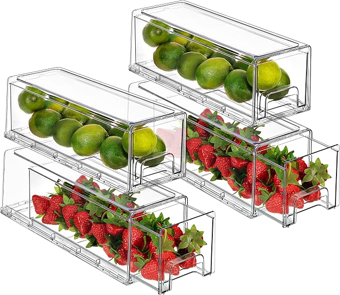 Sorbus Small Wide Clear Storage Drawers – Stackable Pull-Out Storage Bins - Image 7