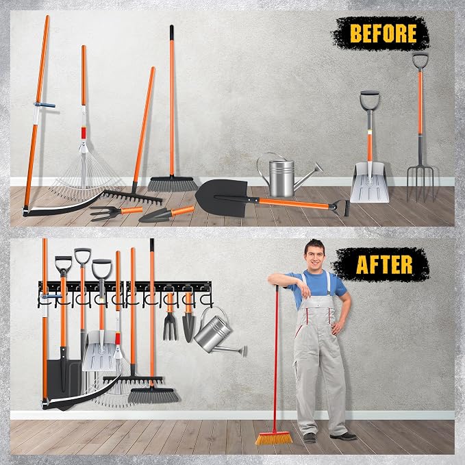 ELEAD 68'' All Metal Adjustable Garden Tool Organizer: Garage Tool Organizer - Image 6