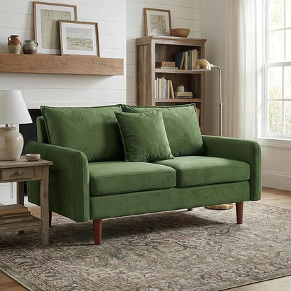 56.1" Round armrest Velvet Loveseat Sofa, mid-Century Modern Style, Luxurious by Unknown