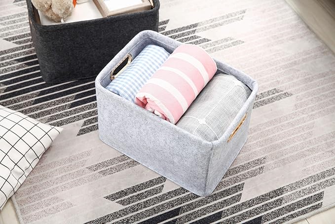 Collapsible Storage Bins Foldable Felt Fabric Storage Basket Organizer Boxes - Image 5