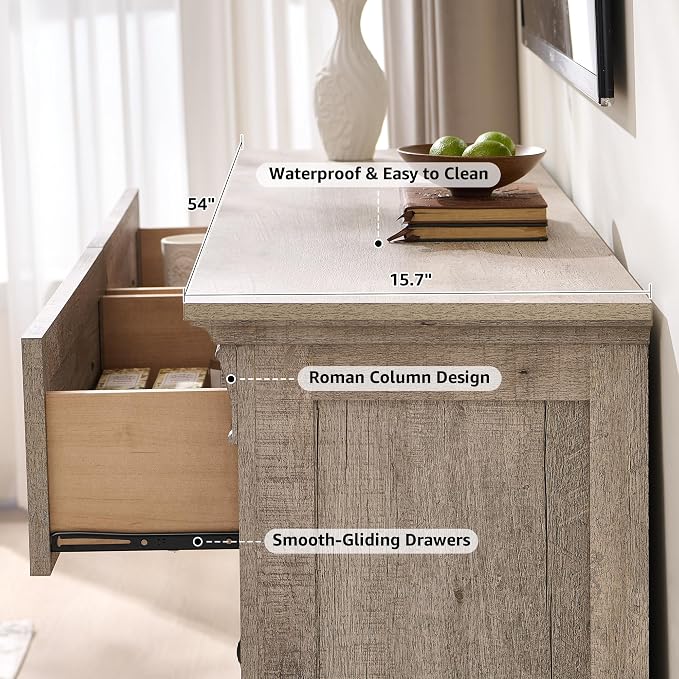 Farmhouse 6 Drawers Dresser for Bedroom, Wooden Dresser TV Stand - Image 7