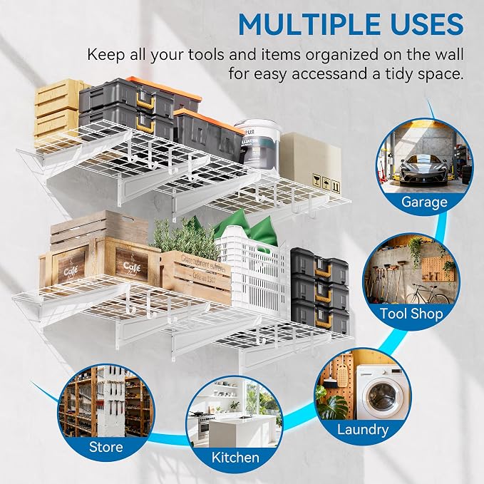 2-Pack 2x3ft Garage Wall Shelving, Heavy Duty Storage Shelves, 800lbs Load - Image 4