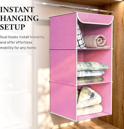 Simple Houseware 3-Shelf Hanging Closet Organizer, Fabric Storage Shelves - Image 6