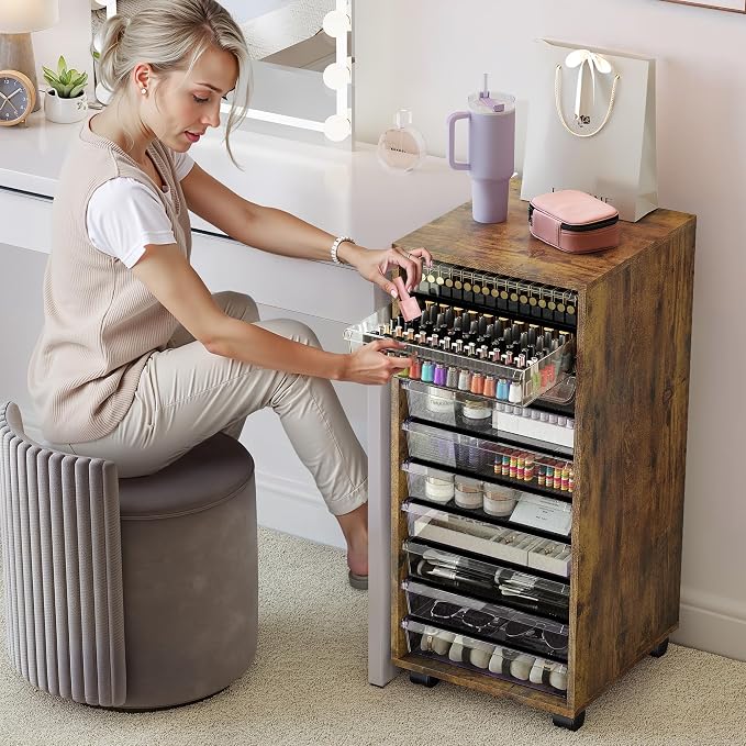 WOPITUES Storage Drawer Cart, Mobile Storage Cabinet, Makeup Storage - Image 7