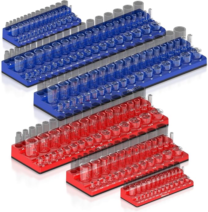 Olsa Tools Magnetic Socket Organizer | 6pc Socket Holder Kit | 1/2-Inch by OlsaTools