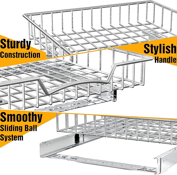 Simple Houseware Under Cabinet Pull Out Sliding Shelf Drawer, 21Dx14W | - Image 6