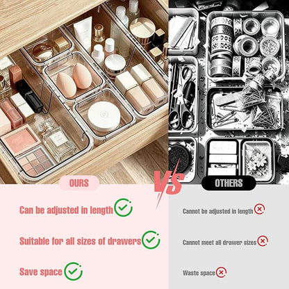 16 Pcs Extendable Clear Drawer Organizer, 3-Size Adjustable Boxes | 3-mm Extra - Image 8