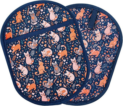 Pot Holders Set of 2 with Transparent Clear Silicone Shell and Nice Cat Flower by REDLMLDETA