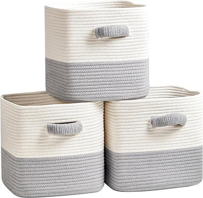 R RUNKA Storage Cube Baskets for Organizing- 3 Pack- 11 inch Square Baskets for by RRUNKA