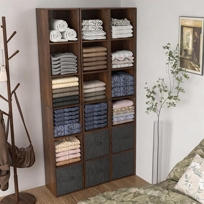 6 Cube Storage Organizer, Narrow Open Shelf Bookcase, Freestanding 6 Tier Low - Image 8