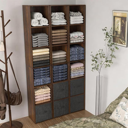6 Cube Storage Organizer, Narrow Open Shelf Bookcase, Freestanding 6 Tier Low - Image 8