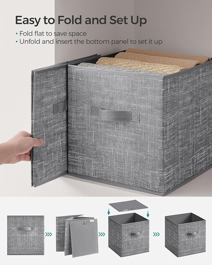SONGMICS Storage Cubes, 11.8 x 11.8 x 11.8 Inches Non-Woven Fabric Bins - Image 6