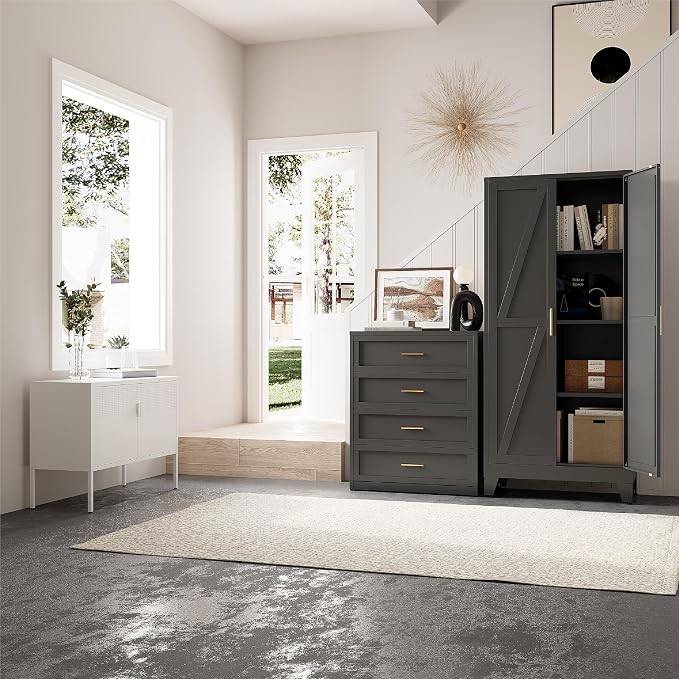 61"H Kitchen Pantry Storage Cabinet, Farmhouse Pantry Cabinet, Tree Doors - Image 6