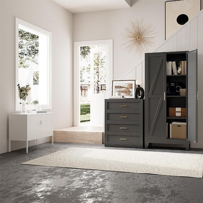 61"H Kitchen Pantry Storage Cabinet, Farmhouse Pantry Cabinet, Tree Doors - Image 6