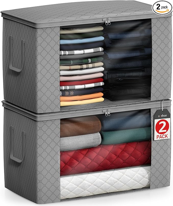 Sorbus Foldable Storage Bag Organizers, Large Clear Window & Carry Handles by Sorbus