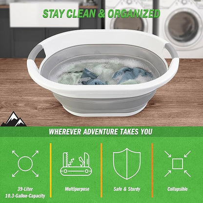 Collapsible Laundry Basket - 39L Portable Sink - Multipurpose Plastic Bin - Image 2