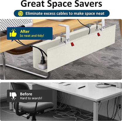 28" Small Under Desk Cable Management Tray No Drill, Compact Clamp On Cord - Image 6