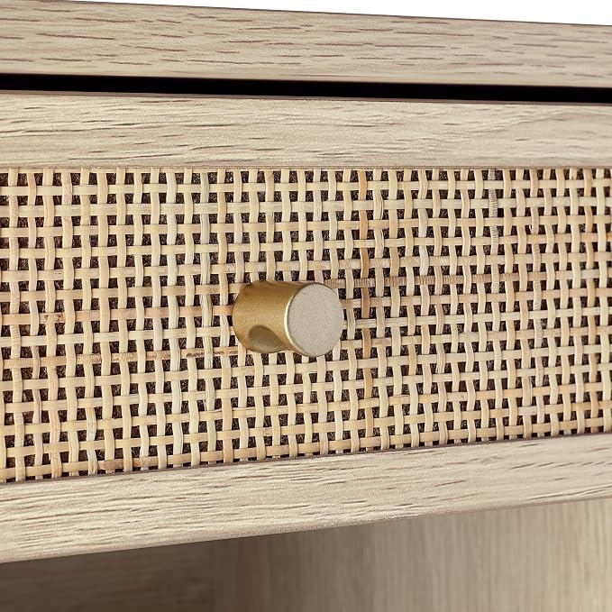 Nathan James Jackson Wall Mounted Rattan Floating Bedroom Nightstand - Image 6
