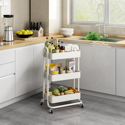 MIOCASA 3-Tier Metal Utility Rolling Cart, Heavy Duty Multifunction Cart - Image 5