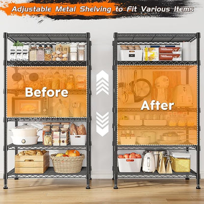 REIBII 6-Tier Metal Shelving Unit Storage Shelves, Sturdy Wire Shelving - Image 5