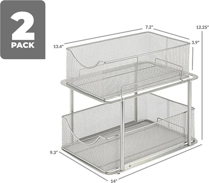 Sorbus 2 Sets of 2 Tier Metal Under Sink Organizer - Image 3