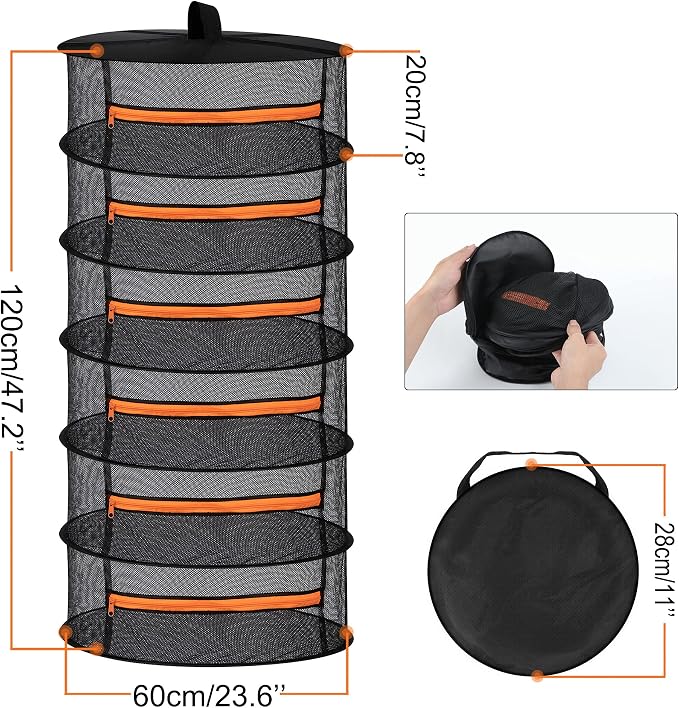 Desy & Feeci Herb Drying Rack-2ft Diameter 6 Layer Folding Mesh Hanging Basket - Image 2
