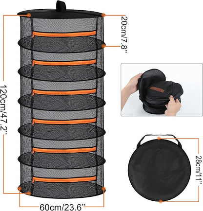 Desy & Feeci Herb Drying Rack-2ft Diameter 6 Layer Folding Mesh Hanging Basket - Image 2