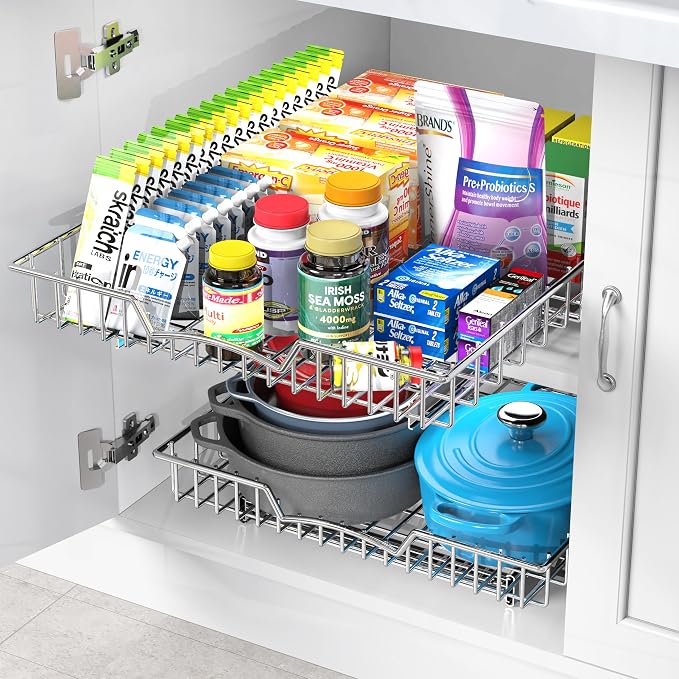 Simple Houseware Under Cabinet Pull Out Sliding Shelf Drawer, 21Dx17W | - Image 5