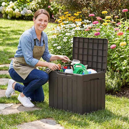 Flamaker Deck Box 30 Gallon, Waterproof Resin Small Storage Box - Image 7