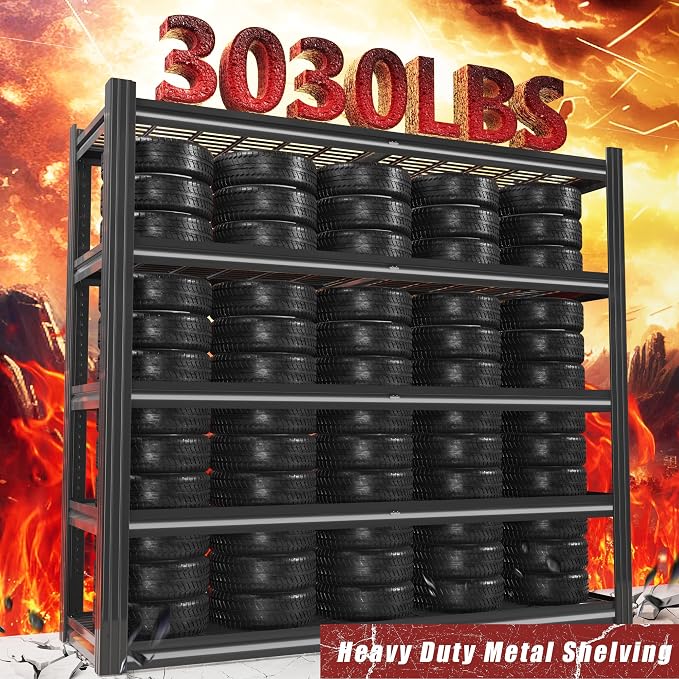 48" W x 72" H x 24" D Garage Shelving Heavy Duty, 5 Tier Adjustable Metal - Image 4