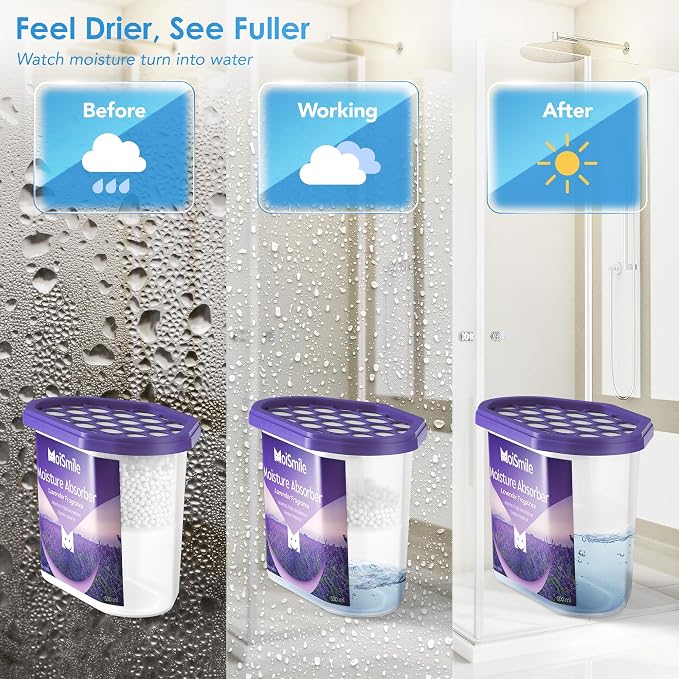 Moisture Absorbers 12 Pack, Lavender Fragrance Closet Dehumidifier - Image 2
