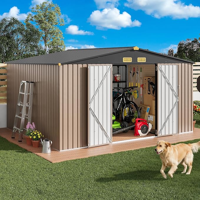IRONCK 10x12FT Outdoor Storage Shed, Metal Garden Tool Shed - Image 2