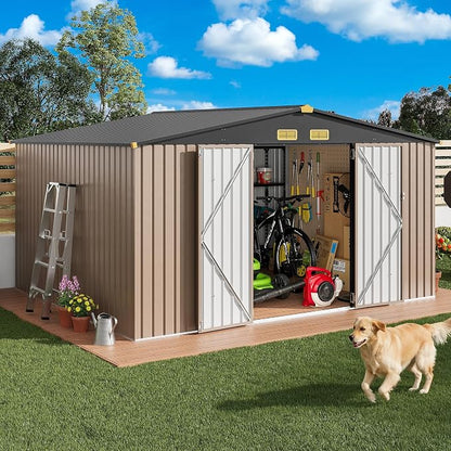 IRONCK 10x12FT Outdoor Storage Shed, Metal Garden Tool Shed - Image 2