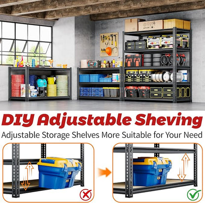 72"H Storage Shelves heavy duty, 2000LBS Garage Shelving, 5 Tier Metal Shelving - Image 6