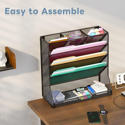 File Organizer Wall Mounted 5 Tiers, Durable Adjustable Metal Vertical Hanging - Image 5