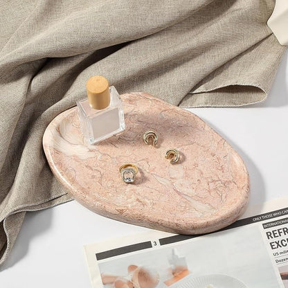 Koville Luxurious Natural Pink Marble Vanity Tray, Cloud Shape Serving Stone - Image 5
