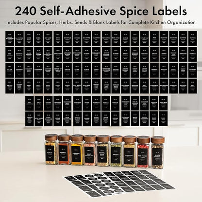 EDELHAUS Glass Spice Jars with Label, 36x Acacia Wooden Lids - Image 7