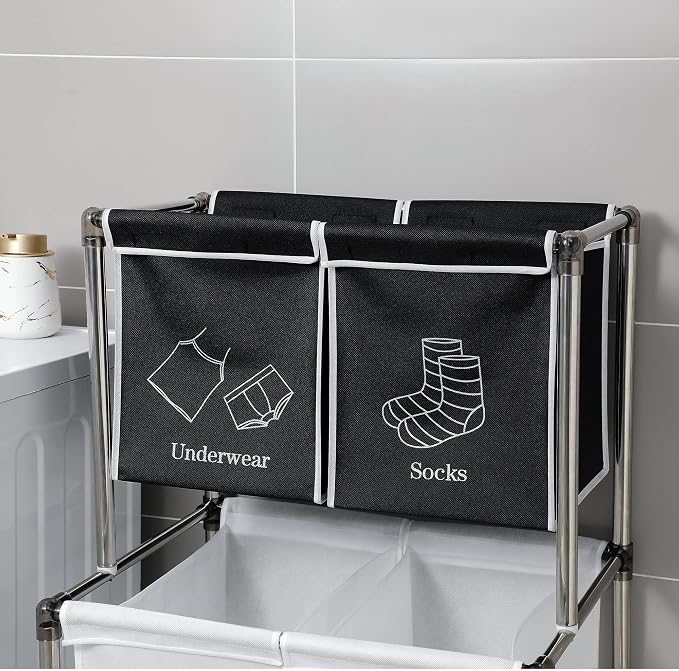2 Tier Laundry Sorter with 4 Removable Bags - Image 5