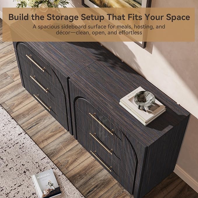 Buffet Cabinet with 3 Drawers, 31.5'' W Arched Storage Cabinet | Modular - Image 6