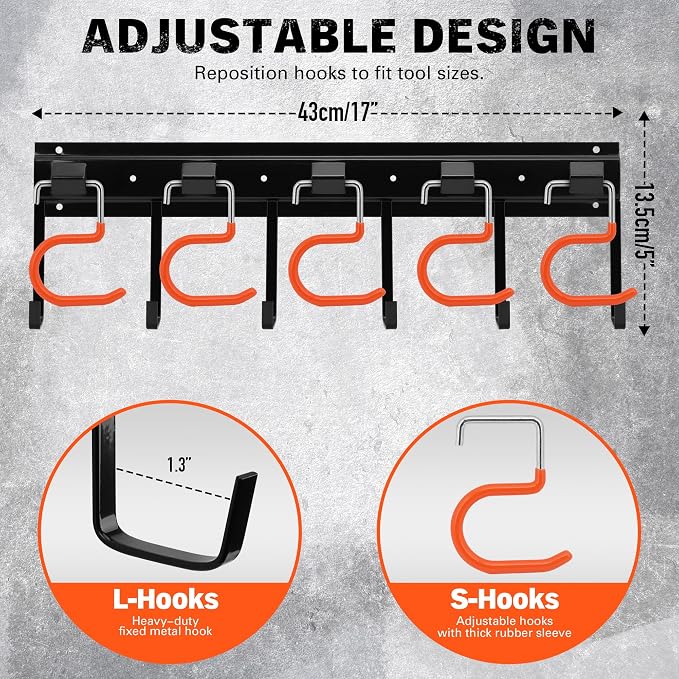 ELEAD 68'' All Metal Adjustable Garden Tool Organizer: Garage Tool Organizer - Image 2