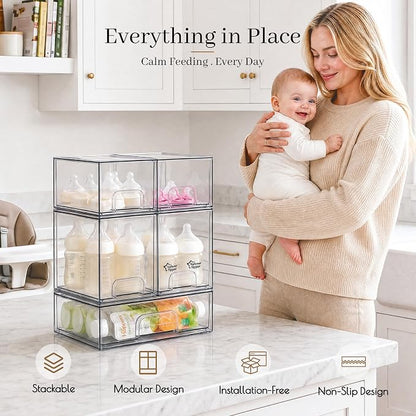 Clear Stackable Storage Drawers, Baby Bottle Organizers, Easily-Access Makeup - Image 7