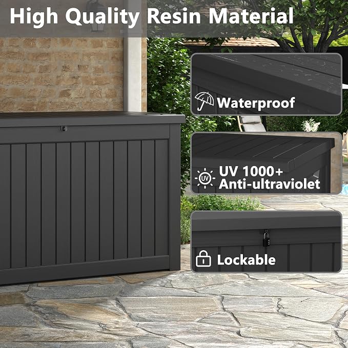 KAMABOKO 280 Gallon Outdoor Storage Box, Resin Deck Boxes Indoor and outdoor - Image 3