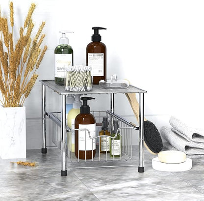 Simple Houseware Chrome Metal Stackable Storage Rack, 16.75 in L x 10.8 in W x - Image 7
