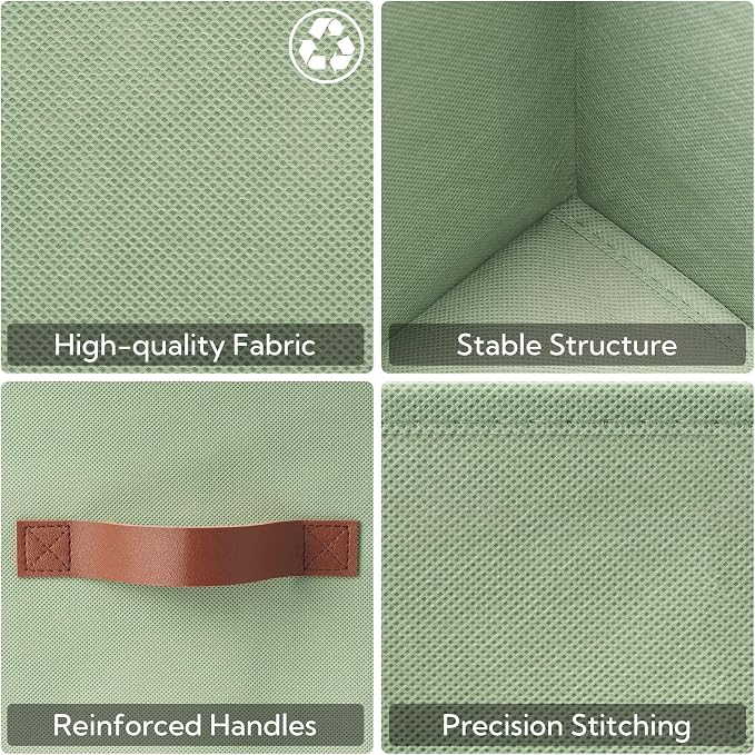 GRANNY SAYS 11 Inch Fabric Storage Cubes, Sage Green | Collapsible Cube Storage - Image 6